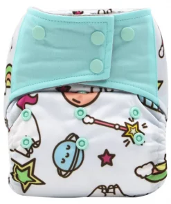 PORORO digital print AIO reusable diaper nappies with 2 bamboo boosters, bamboo all in one breathable cloth diaper