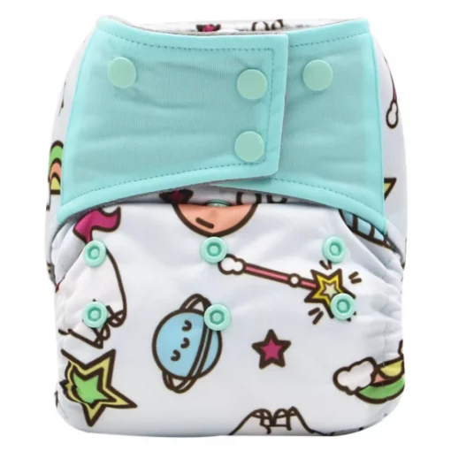 PORORO digital print AIO reusable diaper nappies with 2 bamboo boosters, bamboo all in one breathable cloth diaper