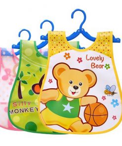 Colorful Straight Plastic Waterproof Bibs For Baby - 1Pcs (Colour As Per Stock)