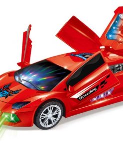 Product details of Super Car Toy Car Toy for Kids with 360 Degree Rotation & Door Opening, Sound & Light Toys for Kids Boys & Girls FunBlast 3D Projection Flashing Lights super car with functions: Forward/ Backward, Stop : Required AA batteries Super Car with Opening Doors and 360 Degree Rotation. This Car is built with high speed wheels and beautiful flashing LED light. Full functions forward /backward/ stop 3600 rotation with 3D Projection Light Suitable for kids from above 3 years, superior handling and control. The attractive make and function of this car can engage your child playing and having fun in leisure. Please Note - Random color will be dispatch. Manufacturer’s recommendation age above 36 Months.