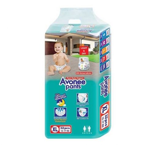 Avonee Baby Diaper. Pant System. Extra Large. 12-17 kg. 32 pieces