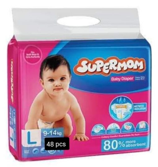 Supermom Baby Diaper. Belt System. Large Size. 9-14 kg. 48 Pieces pieces