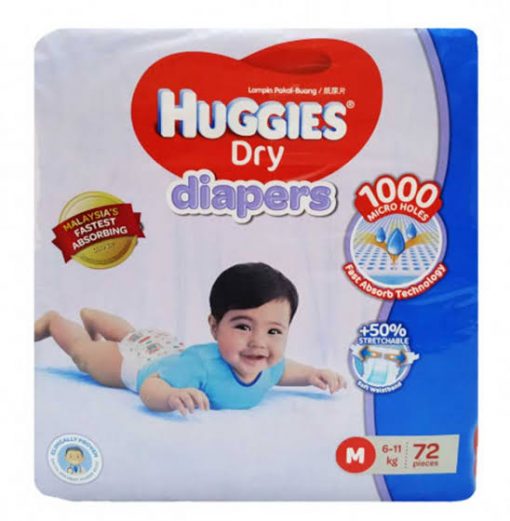 Huggies baby diaper. Belt System Diaper. Medium size diaper. 6-11 kg. 72 pieces