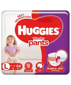 Huggies Wonder Pants. Pant System Baby Diaper. Large size. 9-14 kg. 64 pieces