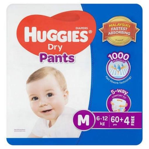 Huggies baby diaper. Pant System Diaper. Medium size. 6-12 kg. 64 pieces